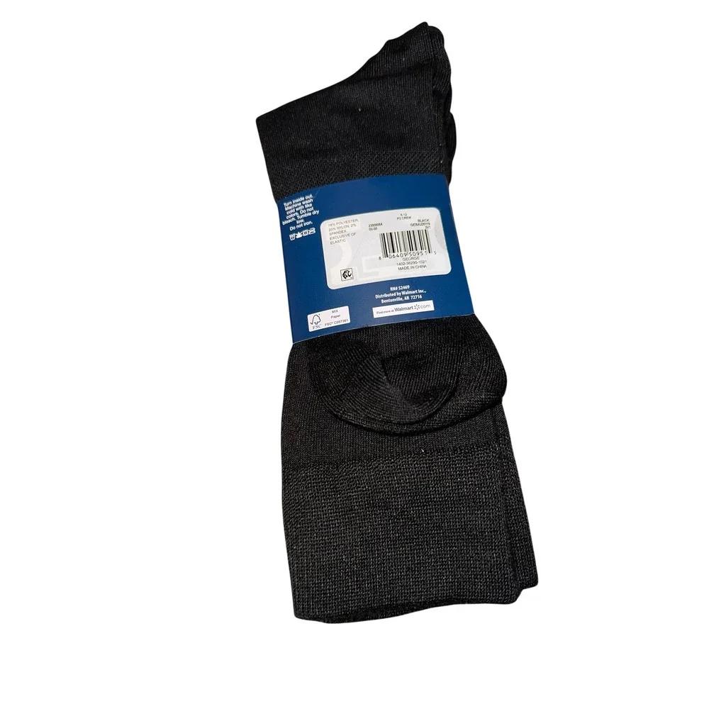 NWT George Mens Super Soft Crew Socks 3 Pair Pack Size 6-12 Seamless‎ Toe